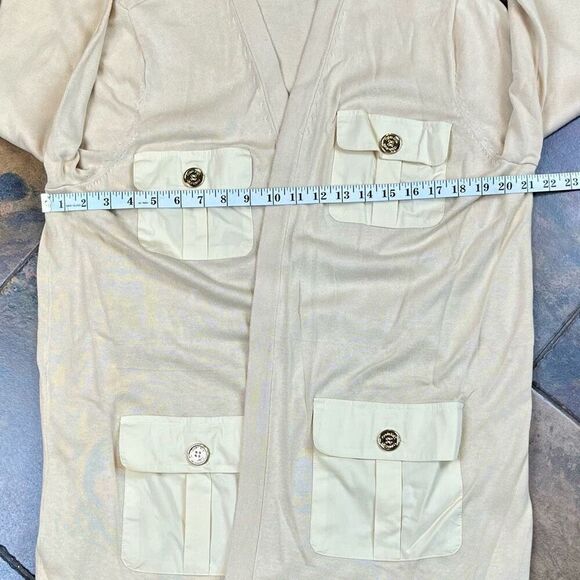 Calvin Klein Long Knit Open Front 4 Pocket Cardigan XL - Picture 7 of 10